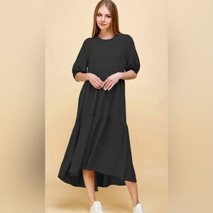 Elegant Black High Low Dress